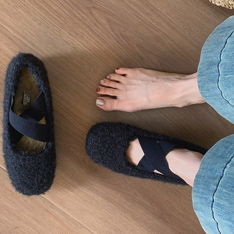 Damen Filz-Hausschuhe Weich mit verstellbarem Riemen Warm