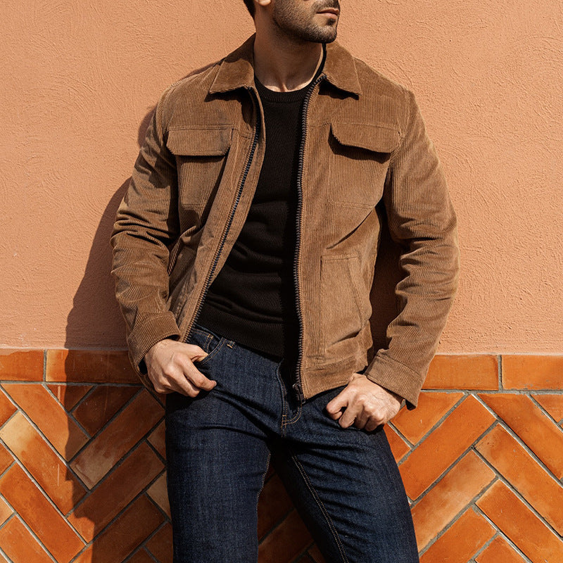 Herren Retro-Jacke Lässig Baumwolle Hohe Taschen - BerlinGlamour