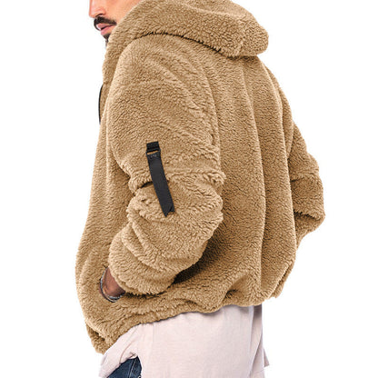 Herren Fleecejacke Warm mit Kapuze und Reißverschlusstaschen
