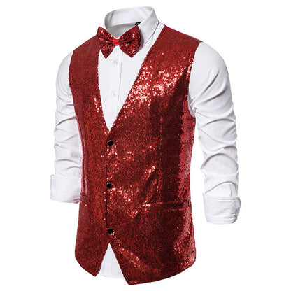 Herren Glitzerweste Festlich Mit Fliege Glamour