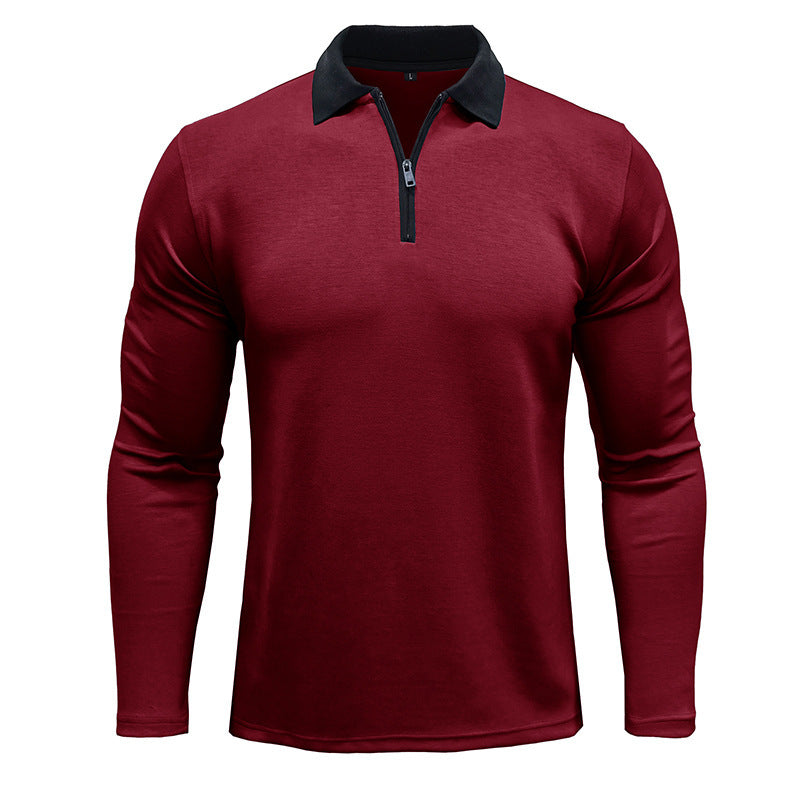 Herren Sportpolo Langarm Stehkragen Reißverschluss Funktionales Design