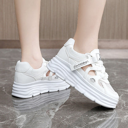 Damen Plateau Sneaker Sportlich Hoch mit Klettverschluss