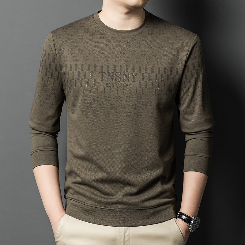 Herren Pullover Modern Rundhals Strukturiert Grau
