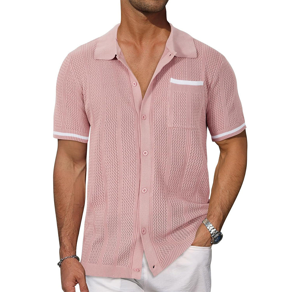 Herren Strickhemd Kurzarm Modern Sommer - BerlinGlamour