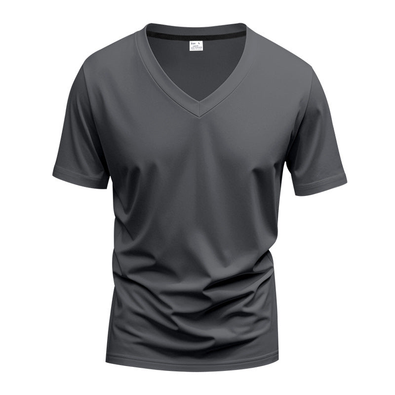 Herren T-Shirt V-Ausschnitt atmungsaktiv Schnelltrocknend Baumwolle