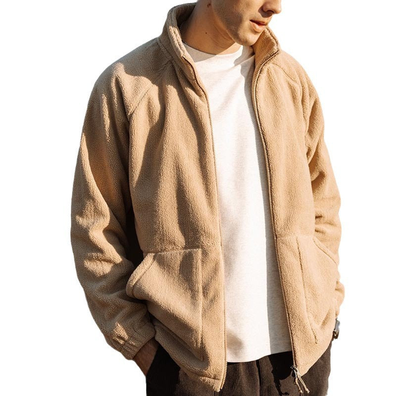 Herren Fleecejacke Warm mit Kragen und Taschen