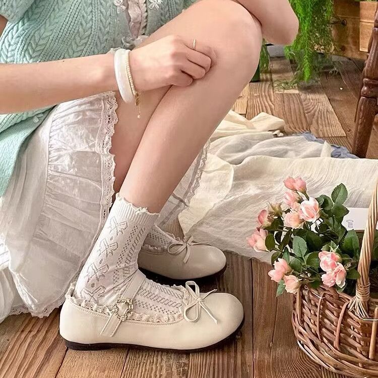 Damen Ballerinas Schnürung Edel Elegant