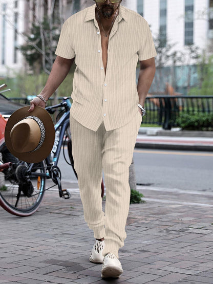 Herren Anzug Moderner Schnitt Streifenmuster Elegant