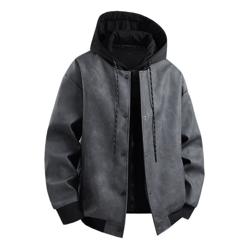 Herren Übergangsjacke Modern mit Abnehmbarer Kapuze Sportlich