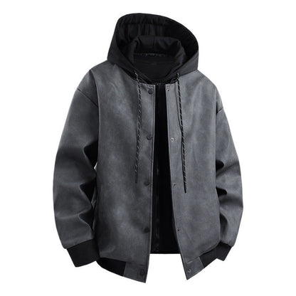 Herren Übergangsjacke Modern mit Abnehmbarer Kapuze Sportlich