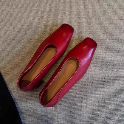 Damen Ballerinas Elegant Leder Braun Komfort