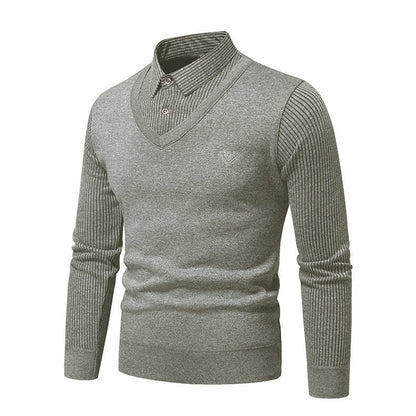 Herren Strickpullover V-Ausschnitt Modern Rippenmuster