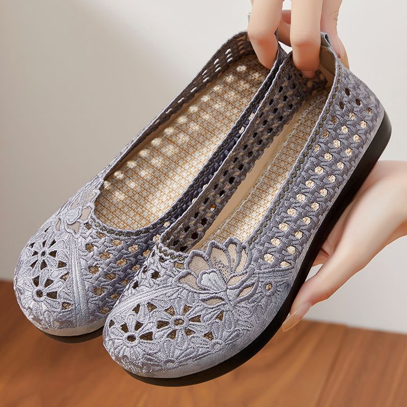 Damen Ballerinas Blumenmuster Rutschfest Mode Schuhe - BerlinGlamour