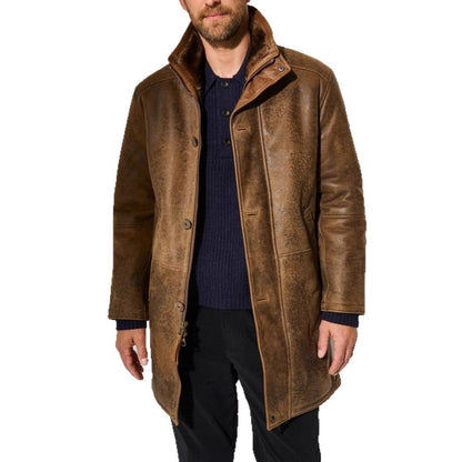 Lammfell Langjacke Herren Luxus Warm Elegant