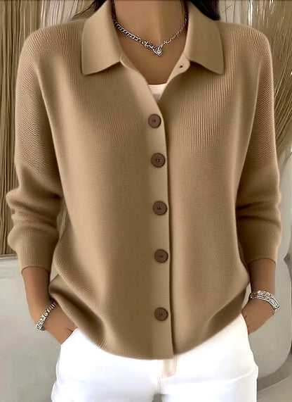 Damen Strickjacke Knöpfe Langarm