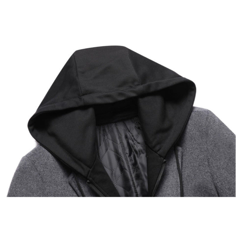 Herren Manteljacke Modern mit Abnehmbarer Kapuze Gesteppt