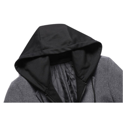 Herren Manteljacke Modern mit Abnehmbarer Kapuze Gesteppt