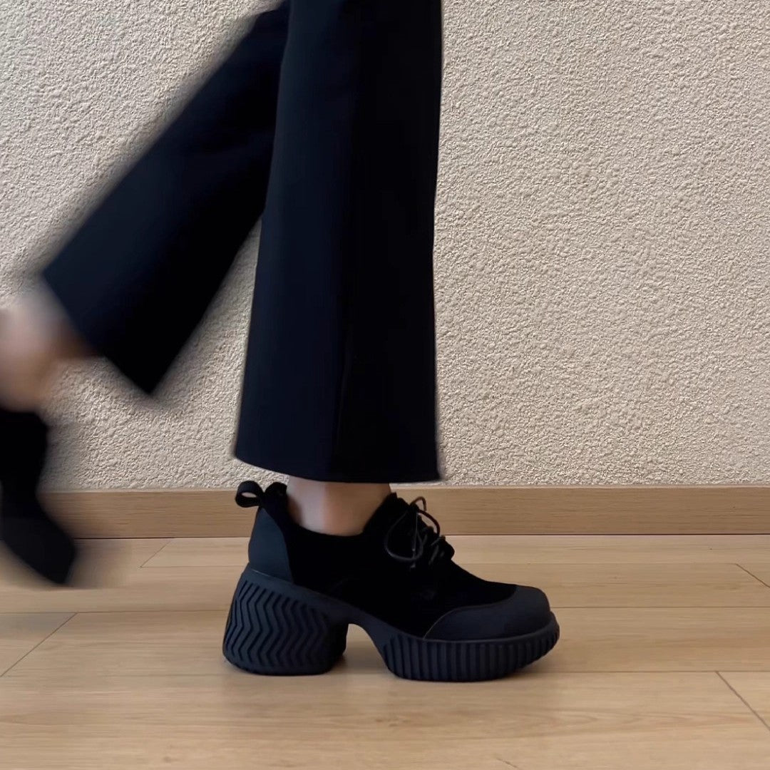 Damen Plateau Schuhe Bequem Schnürschuhe Robust