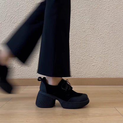 Damen Plateau Schuhe Bequem Schnürschuhe Robust