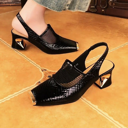 Damen Pumps Slingback Metallic Luxus Schuhe
