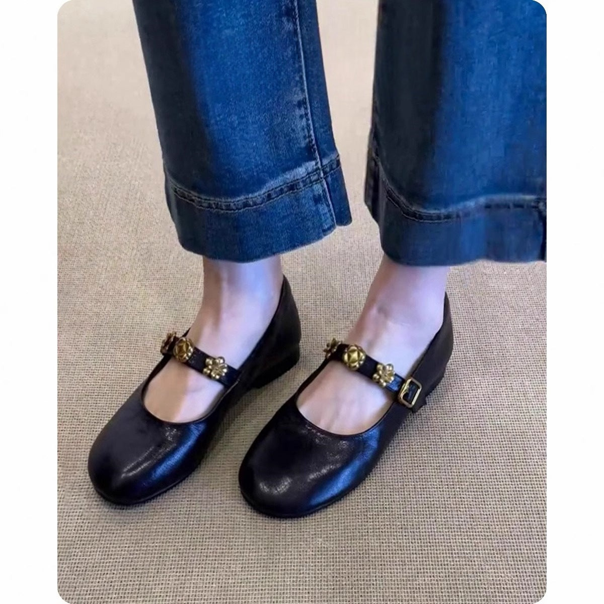 Damen Ballerinas Elegant mit Blumen Muster