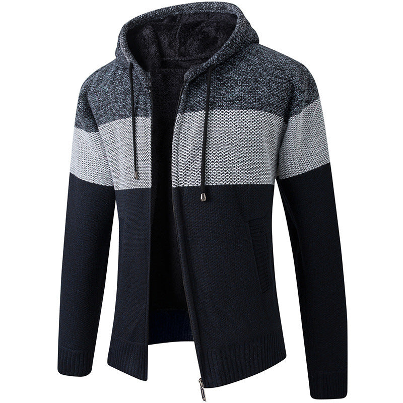 Herren Strickjacke Modern mit hohem Kragen und Taschen