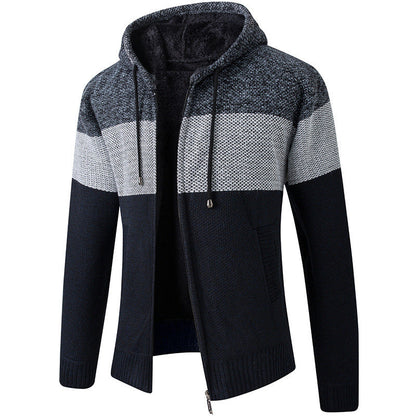 Herren Strickjacke Modern mit hohem Kragen und Taschen