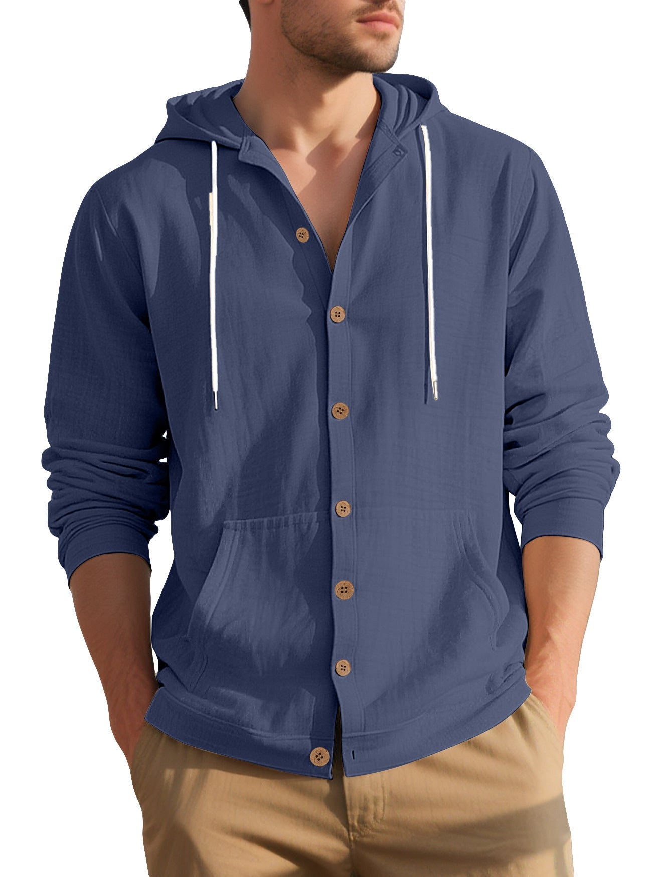Herren Freizeitjacke Modern Kapuze Taschen Schwarz