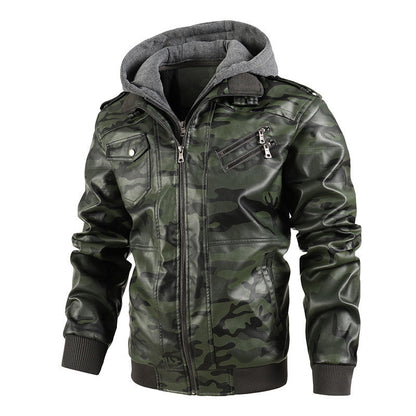 Herren Lederjacke Mit Kapuze Multifunktional Moderne Design - BerlinGlamour