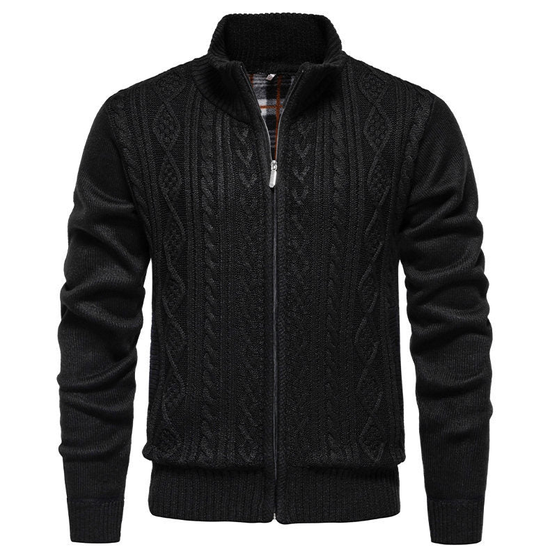 Herren Strickjacke Warm Highneck Reißverschluss - BerlinGlamour