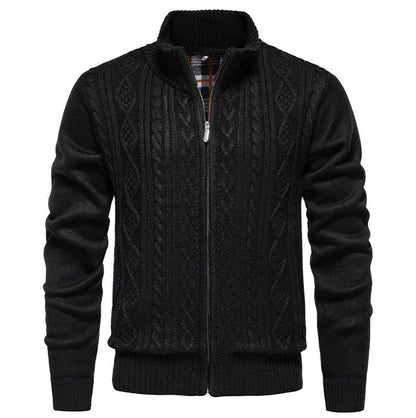 Herren Strickjacke Warm Highneck Reißverschluss - BerlinGlamour