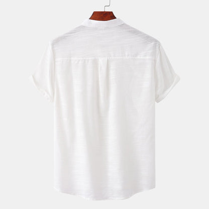 Herren Kurzarmhemd Modern mit Knopfleiste und Henley Ausschnitt