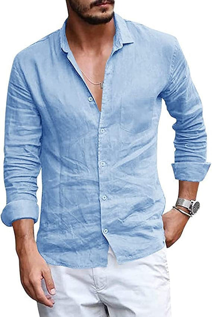 Herren Langarmhemd Elegant Lässig Slim Fit Baumwolle - BerlinGlamour
