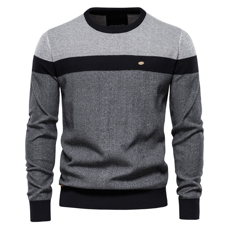 Herren Strickpullover Modern Farbblock Design Fein - BerlinGlamour