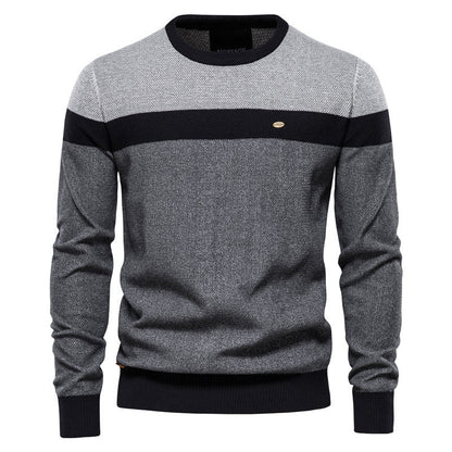 Herren Strickpullover Modern Farbblock Design Fein - BerlinGlamour