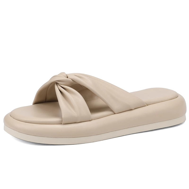 Damen Pantoletten Bequem Zehentrenner mit Knoten Design