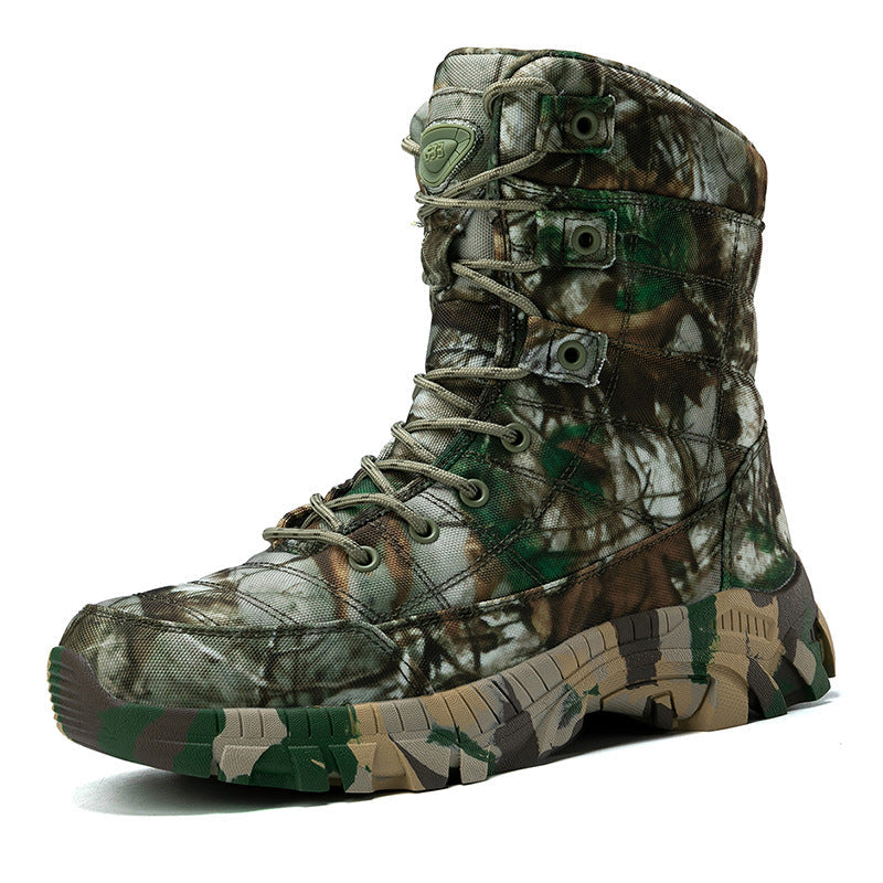 Herren Camo Stiefel Militärstil Schwarz