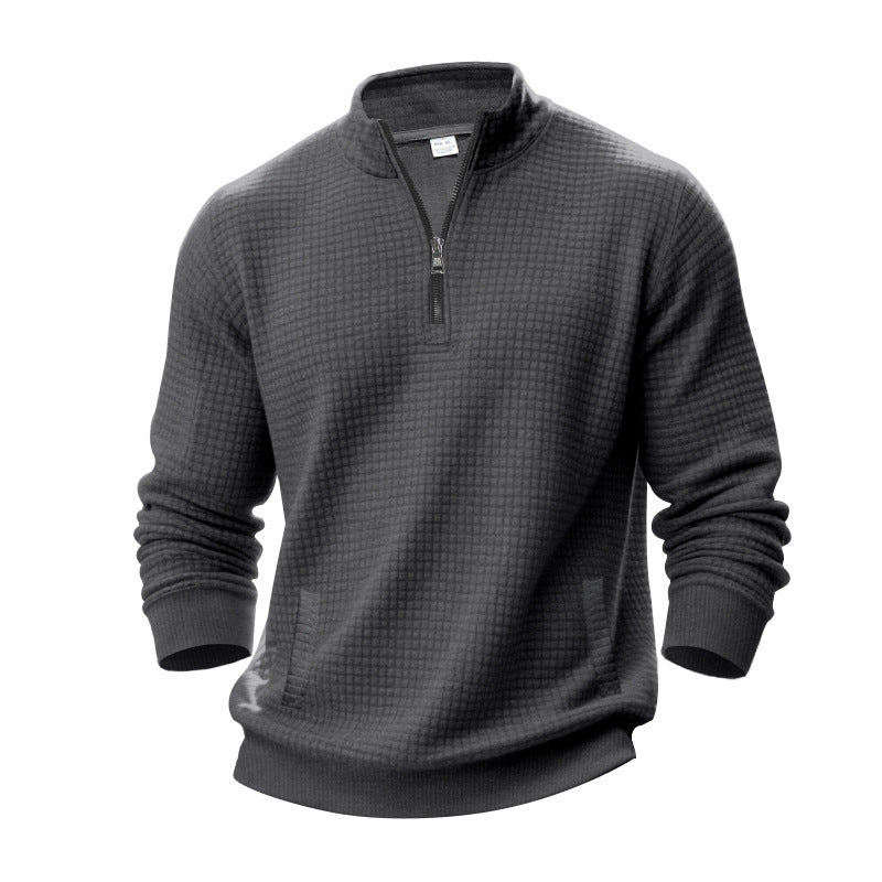 Herren Pullover Sportlich Halbzipper Taschen