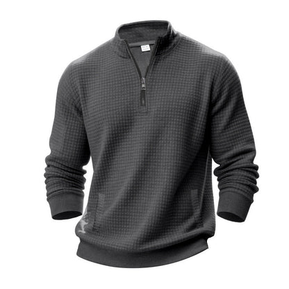 Herren Pullover Sportlich Halbzipper Taschen