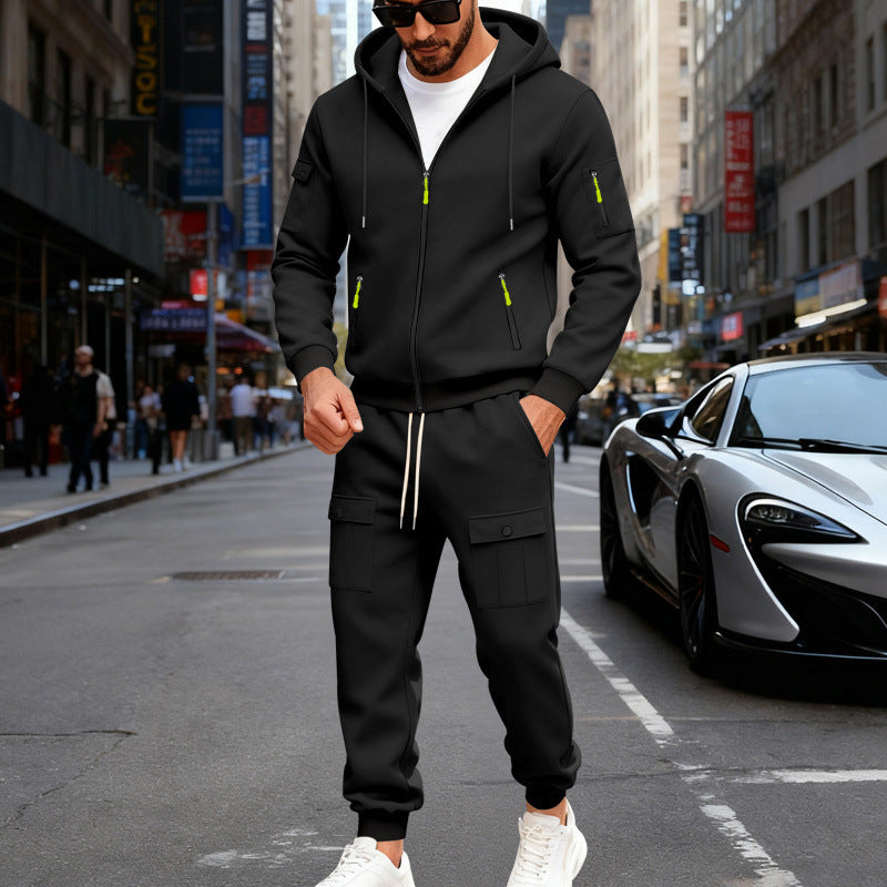 Herren Jogginganzug Kapuze mit Taschen Modern Sportlich