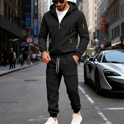 Herren Jogginganzug Kapuze mit Taschen Modern Sportlich