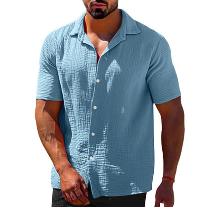 Herren Kurzarmhemd Modern Lässig Knopfdesign