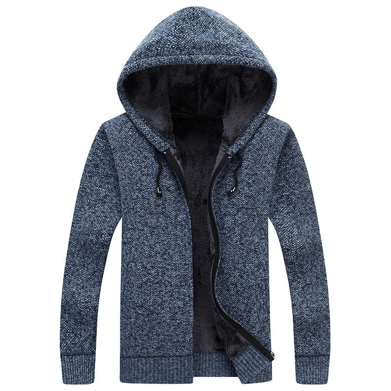 Herren Fleecejacke Bequem Warm mit Kapuze