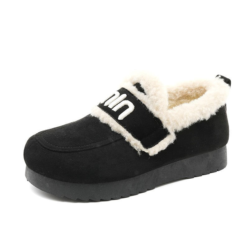 Damen Sneaker Plüsch Bequem Veloursleder Schwarz - BerlinGlamour