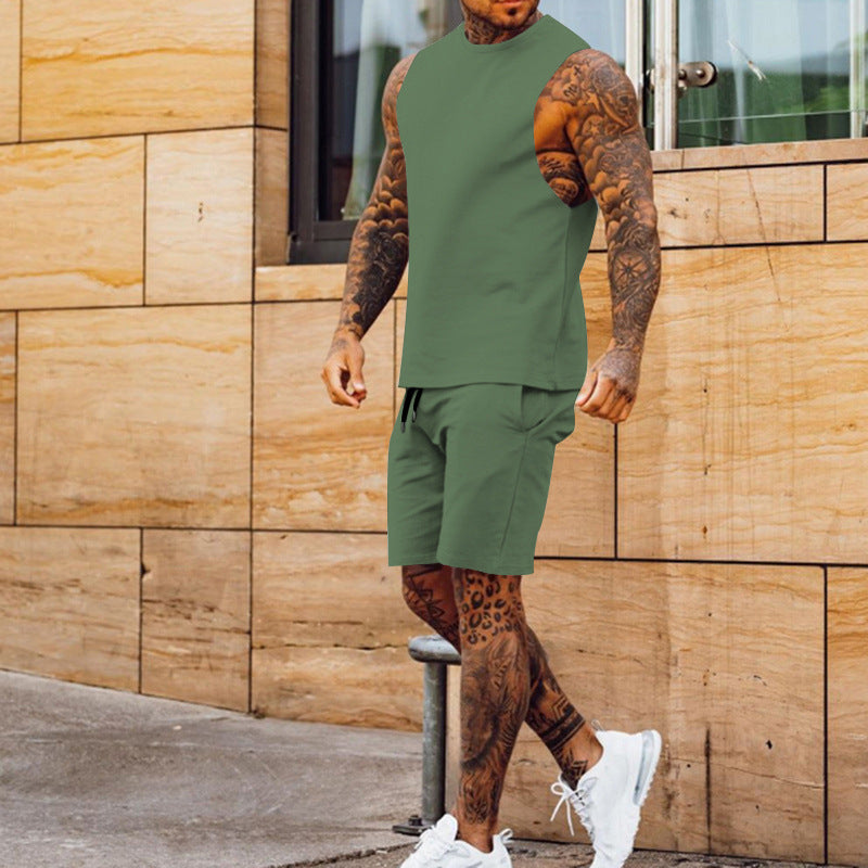 Herren Sportset Tanktop und Shorts Elastischer Bund Sportlich
