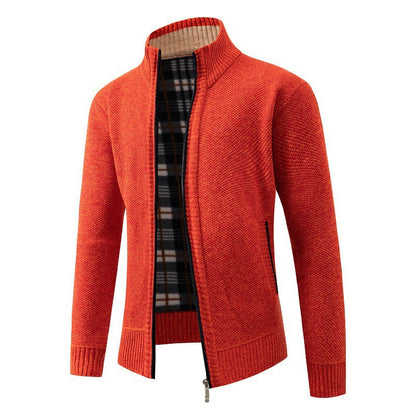 Herren Strickjacke Elegante Mit Kragen Schwarz