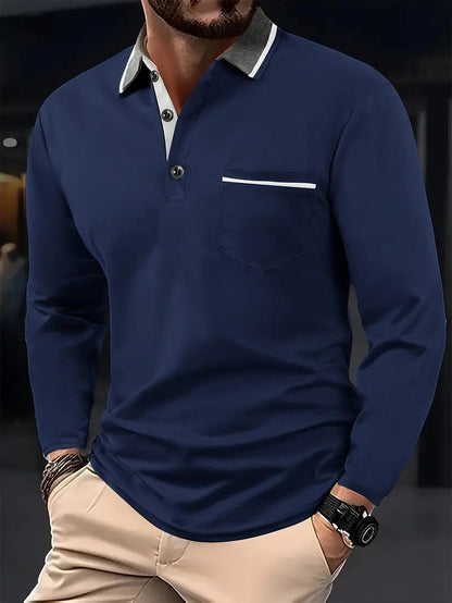 Herren Polohemd Modern Kragen Kontrastfarben Slimfit