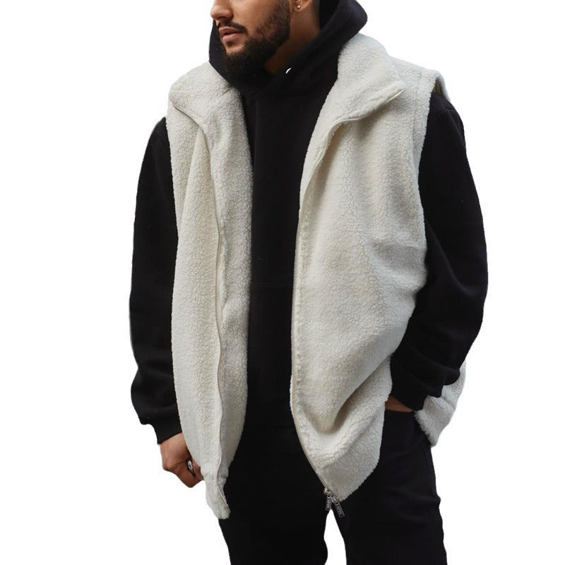 Herren Fleeceweste Teddy Soft Kragen Taschen Warm