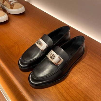 Damen Loafers Elegant Schnallen Schuhe Modisch Schwarz - BerlinGlamour