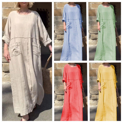 Langes, lässiges Plisseekleid mit langen Ärmeln von BerlinGlamour